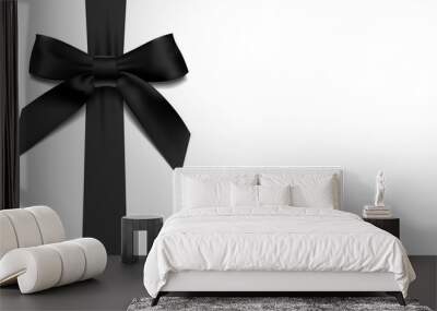 greeting card with realistic black bow on White background Wall mural