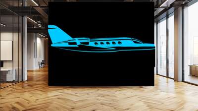 simple drawing Contour private jet airplane on the background Wall mural