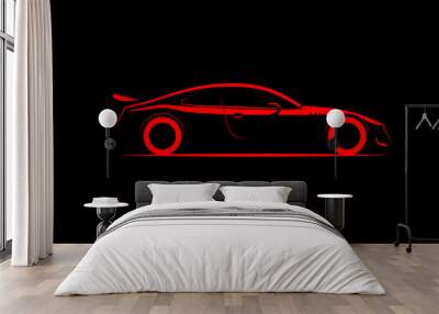 stylized silhouette sports car coupe Wall mural