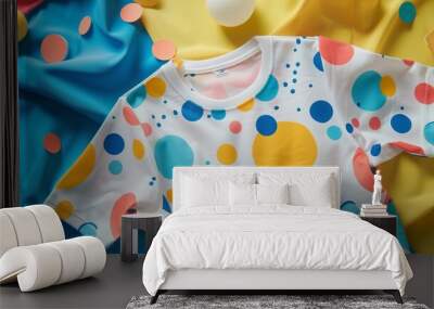 Polka dot patterns on children's clothing add a playful, charming touch, sparking imagination and joy. Wall mural