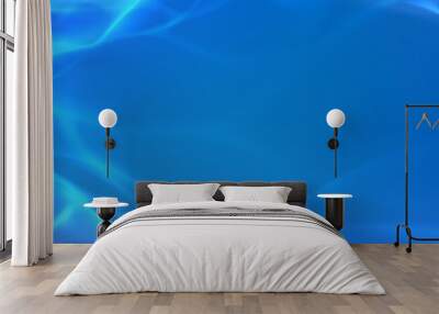 Blue water surface overlay background. Vector realistic illustration of clear aqua waves with light refraction, 3d sea, ocean or swimming pool clean bottom view with abstract shiny ripple texture Wall mural