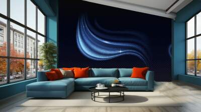 Cold air effect, winter wind swirls and wave. Blue streams of fresh breeze flows isolated on transparent background. Whirlwind, vortex light effect, vector realistic illustration Wall mural