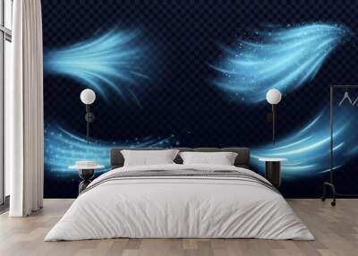 cool air flow effects set isolated on transparent background. vector realistic illustration of blue  Wall mural