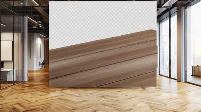 Dining wooden table top, corner perspective realistic vector illustration. Kitchen countertop from wood, angle view isolated on transparent background Wall mural