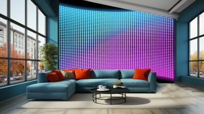 LED video wall screen texture background, blue and purple color light diode dot grid concave tv panel, lcd display with pixels pattern, television digital monitor, Realistic 3d vector illustration Wall mural