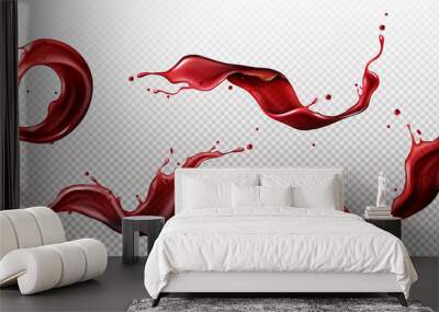 Splashes of wine, juice or blood, liquid red drink Wall mural