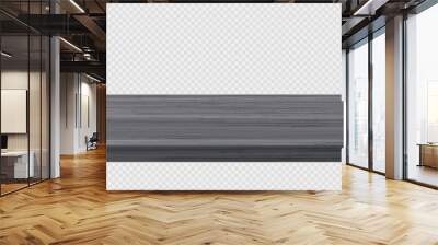 Wood table perspective view, wooden surface of desk, kitchen top made of grey colored material isolated on transparent background. Tabletop interior design element, Realistic 3d vector illustration Wall mural