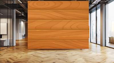 Wooden dining table top view, realistic vector background. Empty countertop, timber plank wall or floor surface, brown wood texture Wall mural