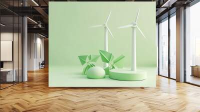 Minimalism illustration of windmill for electric power production, turbine green energy electricity. Renewable resources, sustainability concept Wall mural