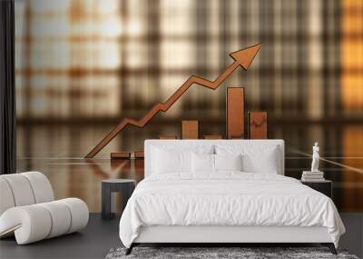 Rising graph symbolizing economic growth and success Wall mural