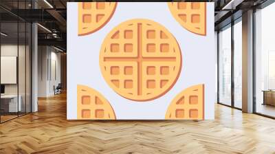 Flat minimalistic illustration of sweet belgian waffles solid and cuted. Wall mural