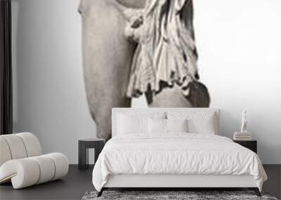 Ancient headless sculpture of an athletic man isolated on white Wall mural