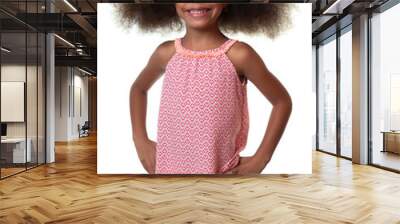 Cute african american girl smiling - Isolated on white Wall mural