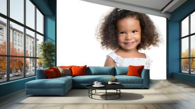 Cute small afro american girl isolated on white Wall mural