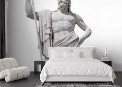 Marble statue of the sea god Neptune isolated on white Wall mural