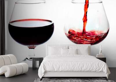 Red wine being served in transparent glasses Wall mural