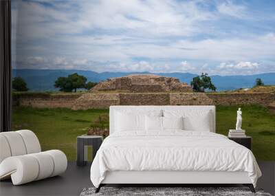 The ruins of Monte Alban, a large archaeological site in Oaxaca, Mexico Wall mural