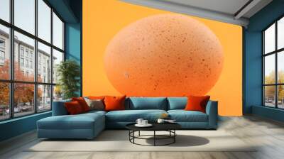 free-range egg with natural spots on orange backgr Wall mural