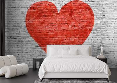 Symbol of love painted on brick wall Wall mural