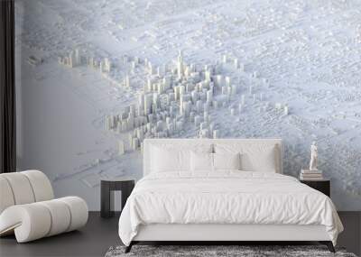 3d illustration of chicago city with white material. Wall mural