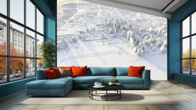 3d illustration of chicago city with white material. Wall mural