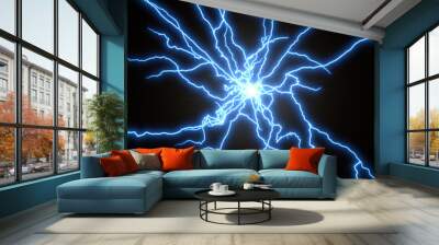 blue electric arcs. 3d illustration Wall mural