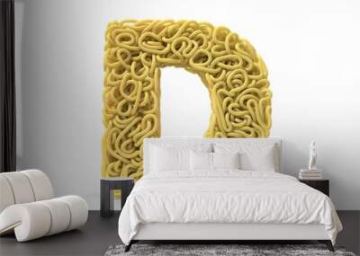 noodle in shape of D letter. curly spaghetti for cooking. 3d illustration Wall mural