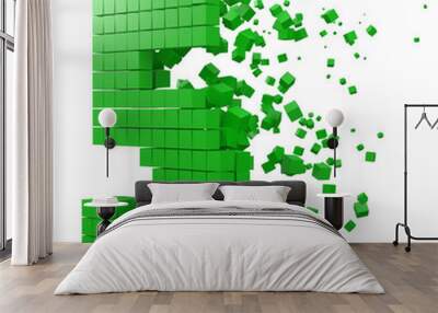 number 5 shaped data block. version with green cubes. 3d pixel style vector illustration. Wall mural