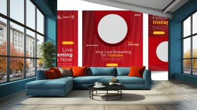 live streaming youtube and instagram social media post Wall mural