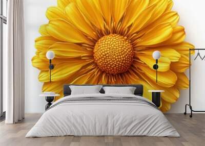 Golden Daisy Bloom: A close-up of a vibrant yellow daisy, showcasing the delicate petals and intricate details of this cheerful flower. The soft lighting and smooth texture create a sense of warmth an Wall mural