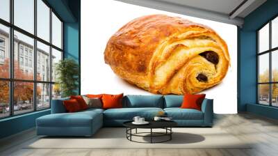 pain au chocolat with chocolate isolated on white background Wall mural