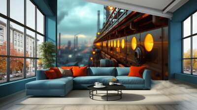 Industrial landscape with illuminated controls Wall mural