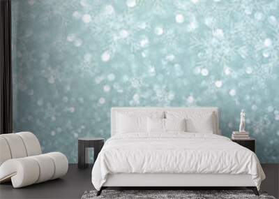 Blue Christmas background with snowflakes  Wall mural