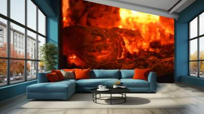 fire in the fireplace Wall mural