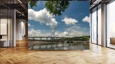 Watts Bar Lake with cooling towers from a Nuclear reactor Wall mural