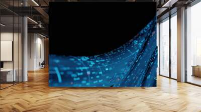 3D Rendering of abstract glass tube, wire cable with digital binary data transmitting. Inside AI concept. Technology, machine learning, big data, virtualization. Product background Wall mural