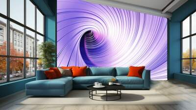 3D Rendering of abstract swirl geometry shape. Purple glossy metal surface. For business product background, wallpaper. Wall mural