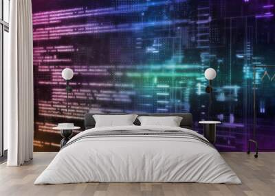 3D Rendering of Digital abstract technology. Computer software script binary coding snippet on data science concept background. For deep machine learning, crypto currency, Big data visualization Wall mural