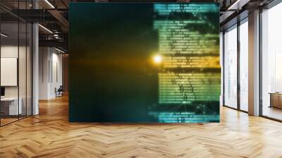 3d rendering of digital abstract technology. programming script binary coding snippet on glowing sof Wall mural