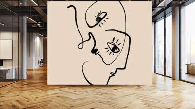 Hand drawn stylized temting contemporary art Wall mural