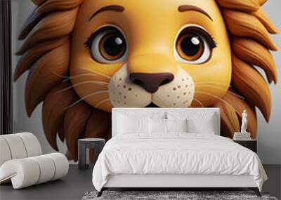 lion cartoon isolated on white Wall mural