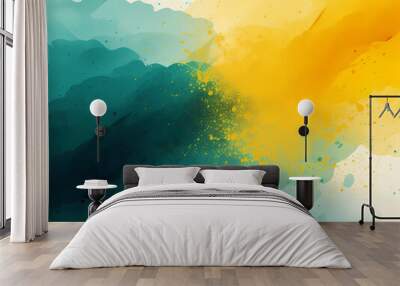 A Blue And Yellow Paint Splatter Wall mural