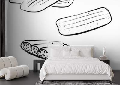 Hand drawn sketch of Barbari bread Wall mural