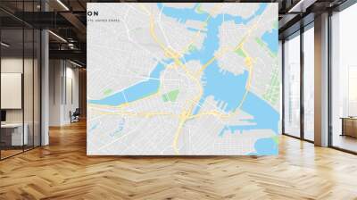 Printable street map of Boston, Massachusetts Wall mural