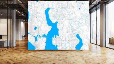 Rich detailed vector map of Kirkland, Washington, USA Wall mural