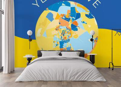 Yenakiieve, Ukraine, patriotic map print template Wall mural