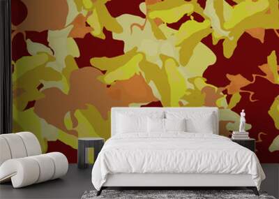 Desert camouflage of various shades of orange, yellow and red colors Wall mural