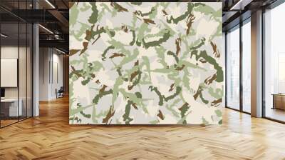 Forest camouflage of various shades of beige, brown and green colors Wall mural