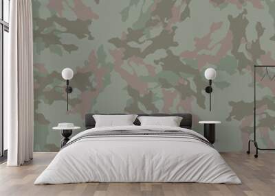 Forest camouflage of various shades of green and brown colors Wall mural