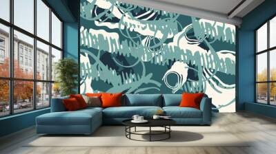 UFO camouflage of various shades of blue, green and beige colors Wall mural